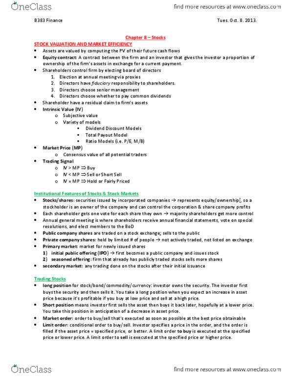 BU383 Chapter 8: Chapter 8 - Stocks.pdf thumbnail