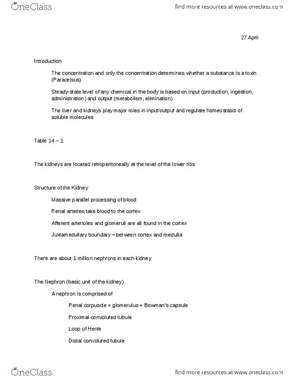 BMS 360 Lecture Notes - Nephron, Reabsorption, Arteriole thumbnail