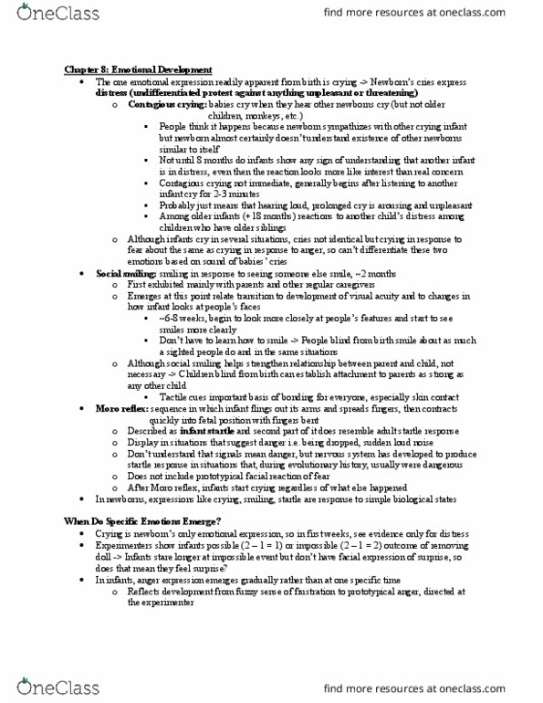 PSYC 351 Chapter Notes - Chapter 8: Moro Reflex, Startle Response, Visual Acuity thumbnail