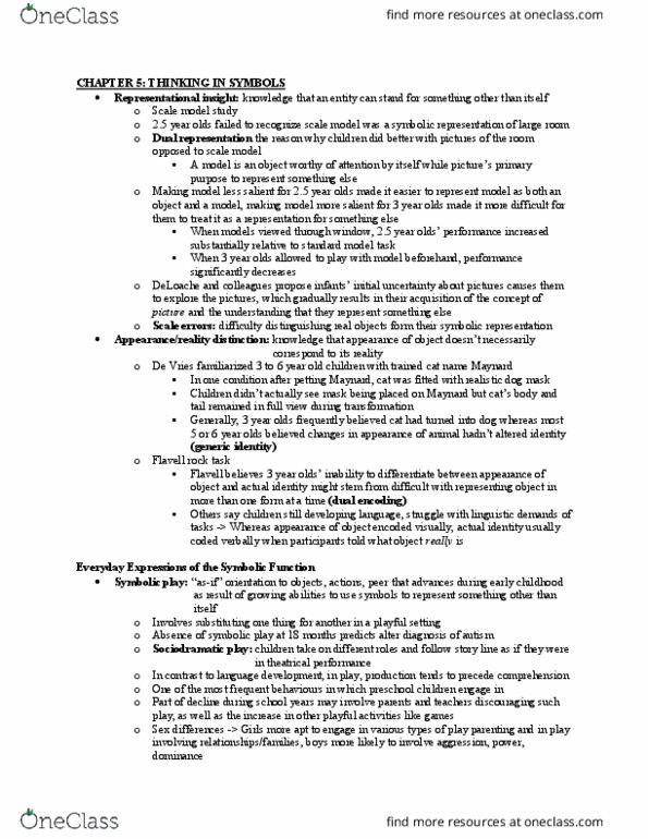 PSYC 352 Chapter Notes - Chapter 5: 18 Months, Gopnik, Dual Representation thumbnail