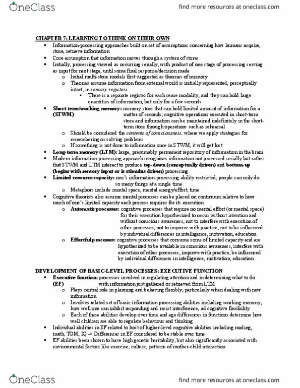 PSYC 352 Chapter Notes - Chapter 7: Executive Functions, Mental Rotation, Metamemory thumbnail