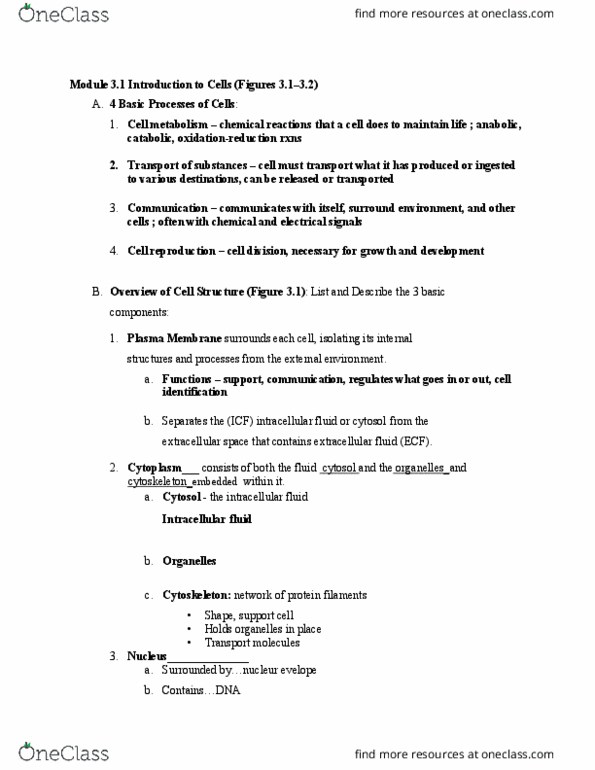 BIOL 2001C Chapter Notes - Chapter 3-3.3.4: Cytoplasm, Semipermeable Membrane, Endocytosis thumbnail