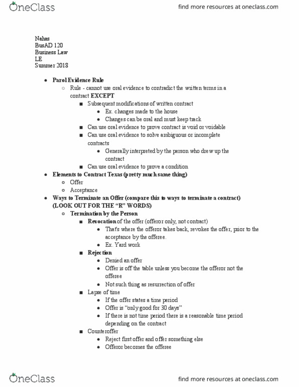 BUSAD 120 Lecture Notes - Lecture 26: Condition Subsequent thumbnail