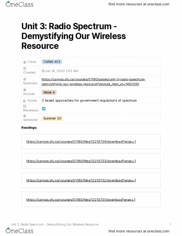 CMNS 453 Lecture Notes - Lecture 4: Radio Spectrum, Itu Radio Regulations, Walkie-Talkie thumbnail