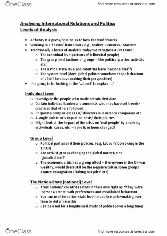 A S L 3 Lecture Notes - Lecture 9: Longitudinal Study, Complex Interdependence, Theresa May thumbnail