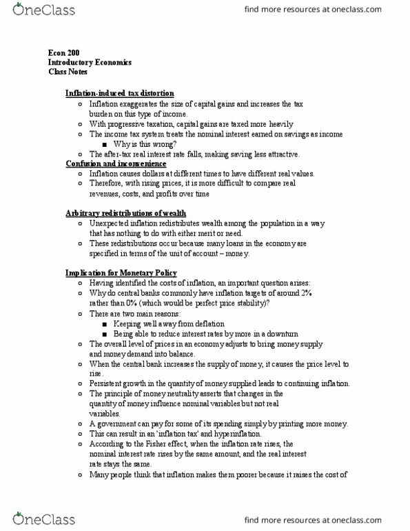 ECON-200 Lecture Notes - Lecture 21: Seigniorage, Business Cycle, Real Interest Rate thumbnail