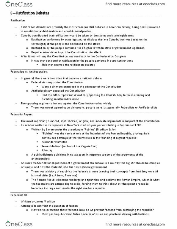 PSC 2302 Lecture Notes - Lecture 5: Mixed Government, Montesquieu, Regular Representation thumbnail