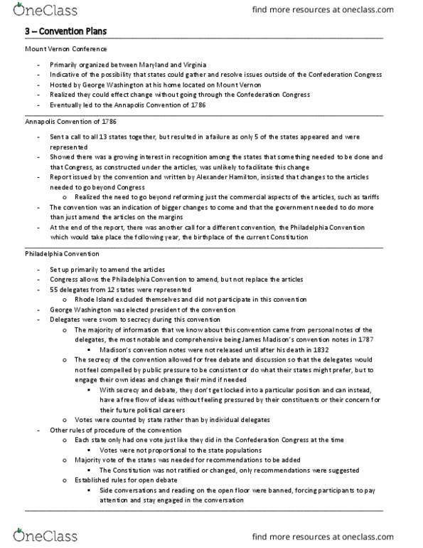 PSC 2302 Lecture Notes - Lecture 3: Indirect Election, Supremacy Clause, Bicameralism thumbnail