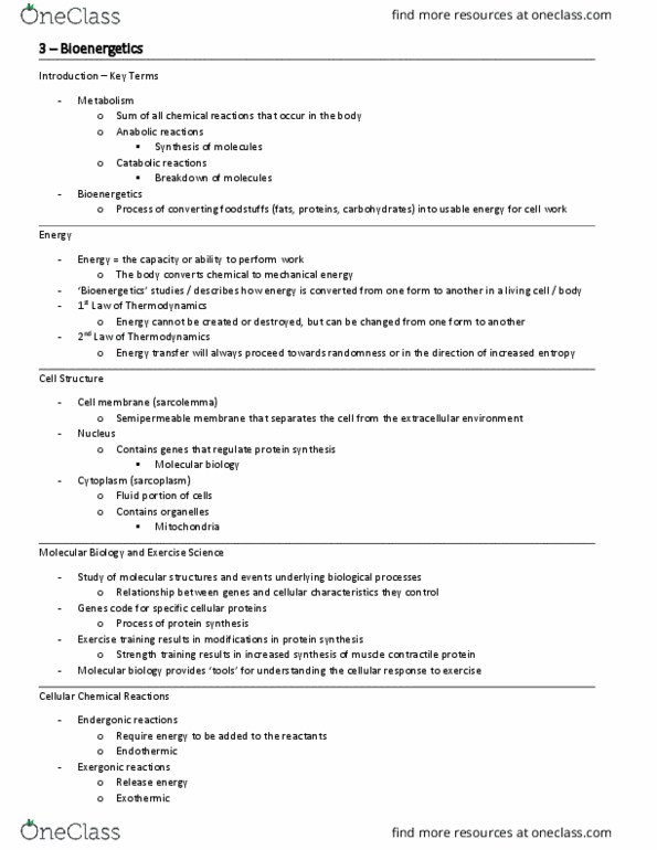 HP 2306 Lecture Notes - Lecture 4: Semipermeable Membrane, Endergonic Reaction, Exergonic Reaction thumbnail