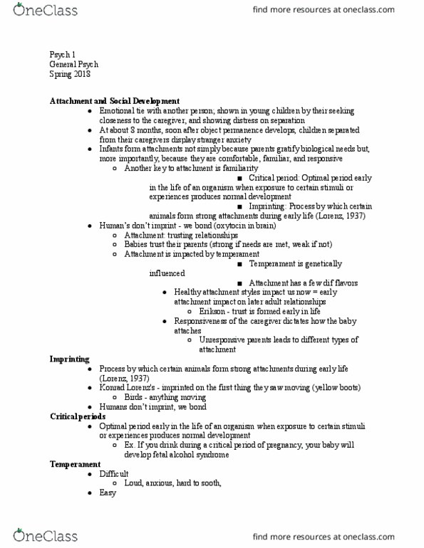 PSYCH-101 Lecture Notes - Lecture 29: Psych, Diana Baumrind, Parenting Styles thumbnail