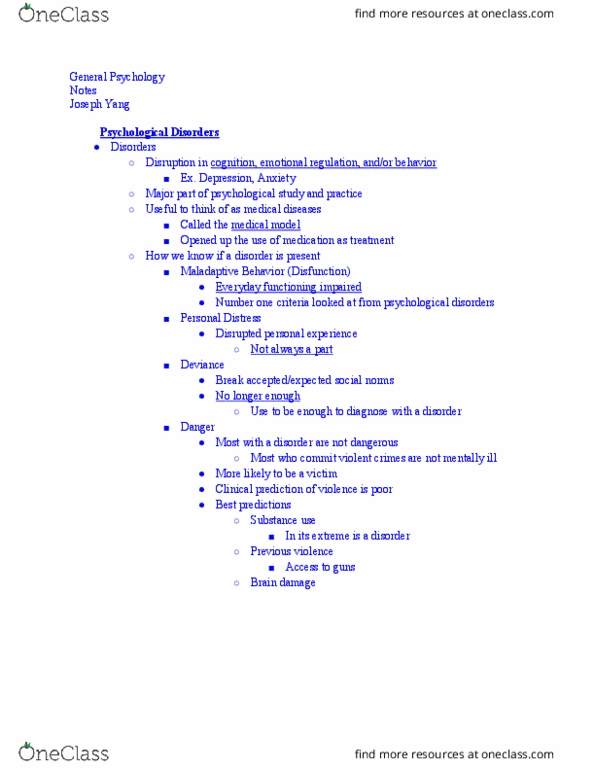 PSY-1 Lecture Notes - Lecture 14: Brain Damage, Dsm-5, American Psychiatric Association thumbnail