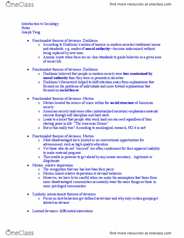 SOC-1 Lecture Notes - Lecture 7: Conflict Theories, Social Forces, Class Discrimination thumbnail