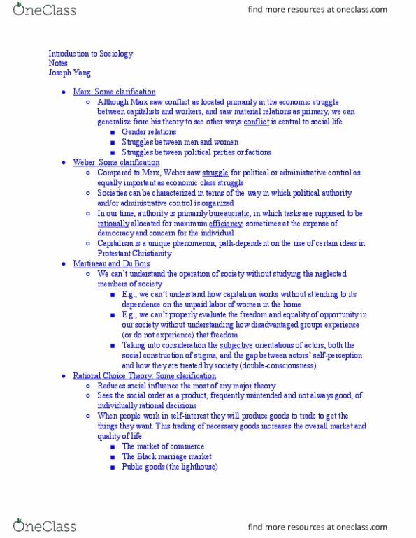 SOC-1 Lecture Notes - Lecture 24: Class Conflict, Resource Mobilization, Reference Group thumbnail