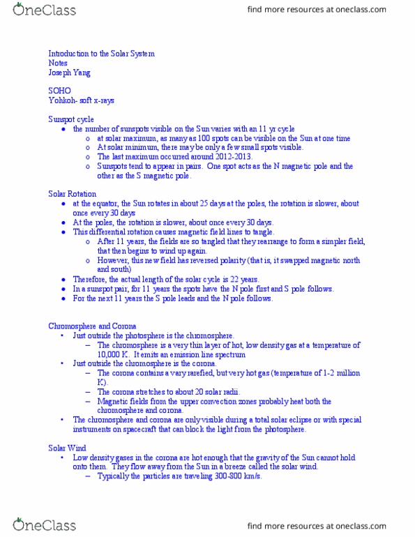 AST-1A Lecture Notes - Lecture 12: Solar Minimum, Yohkoh, Photosphere thumbnail
