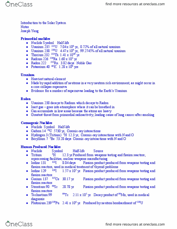 AST-1A Lecture Notes - Lecture 17: Technetium, Iodine-131, Decay Product thumbnail