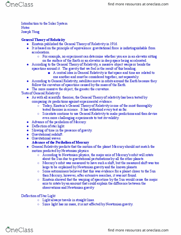 AST-1A Lecture Notes - Lecture 19: Gravitational Redshift, Gravitational Wave, Arthur Eddington thumbnail