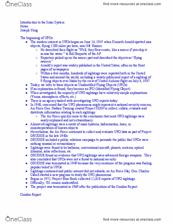 AST-1A Lecture Notes - Lecture 24: Project Grudge, The Scientists, Condon Committee thumbnail