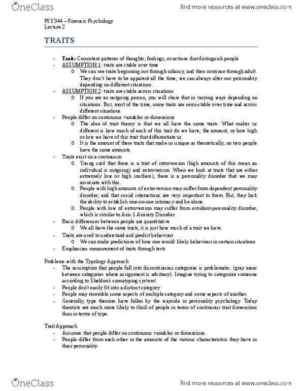 PSY344H5 Lecture Notes - Lecture 2: Dependent Personality Disorder, Psychopathy, Impulsivity thumbnail