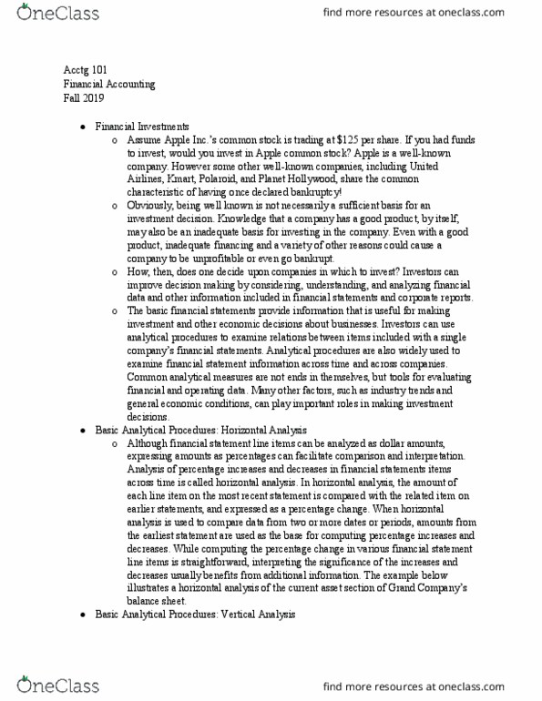 ACCTG 101 Lecture Notes - Lecture 21: Financial Statement, Current Asset, Income Statement thumbnail