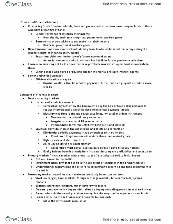 ECON206 Chapter Notes - Chapter 2: Accrued Interest, Adverse Selection, Prime Rate thumbnail