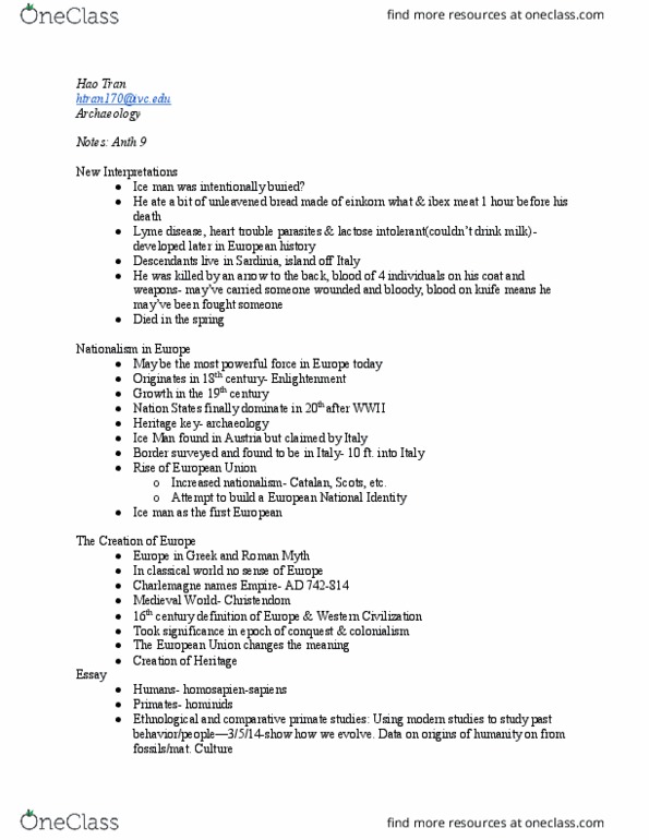 ANTH 9 Lecture Notes - Lecture 30: Lactose Intolerance, Lyme Disease, Einkorn Wheat thumbnail