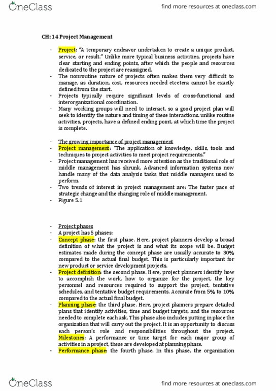 INTBUS 6 Lecture Notes - Lecture 15: Product Lifecycle, Project Charter, Critical Path Method thumbnail