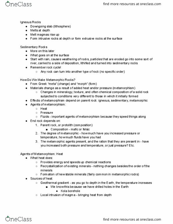 CEE 1030 Lecture Notes - Lecture 13: Kola Superdeep Borehole, Metamorphic Rock, Geothermal Gradient thumbnail