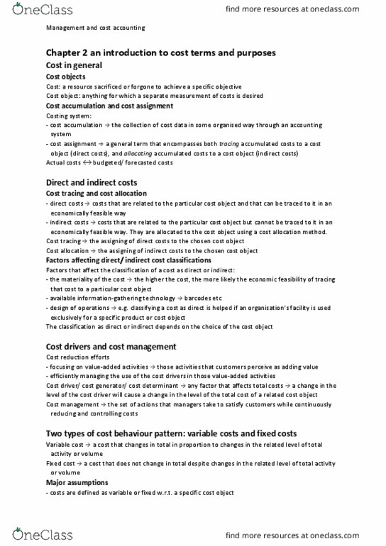 A S L 3 Lecture Notes - Lecture 19: Variable Cost, Financial Statement, Cost Accounting thumbnail