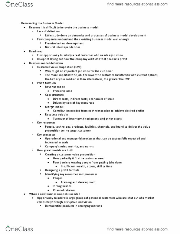 AFM433 Lecture Notes - Lecture 3: Disruptive Innovation, Value Proposition, Transact thumbnail