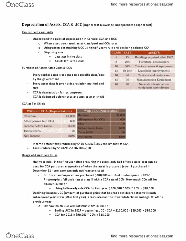 COMMERCE 3MC3 Lecture Notes - Direct Tax, Capital Asset, Capital Cost Allowance thumbnail