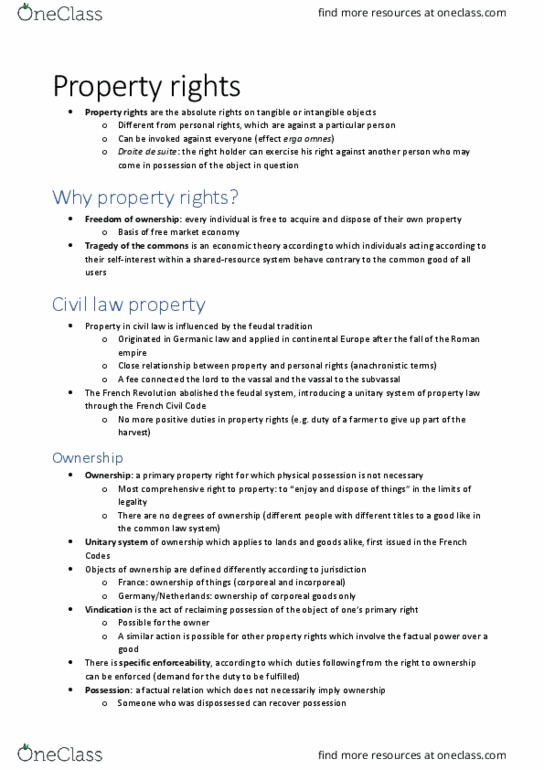 ENG ELC 220 Lecture Notes - Lecture 34: Adverse Possession, Land Law, Erga Omnes thumbnail