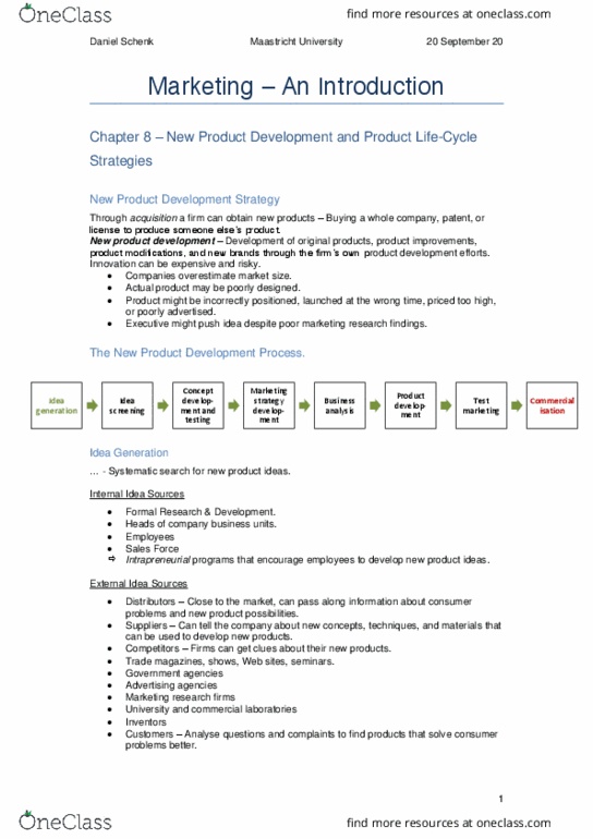 ENG ELC 220 Lecture Notes - Lecture 39: Marketing Strategy, New Product Development, Competitive Advantage thumbnail