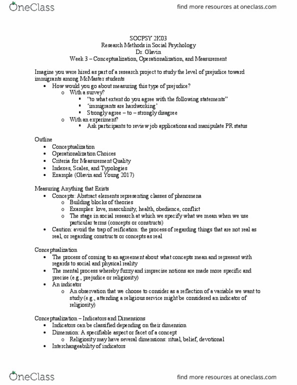 SOCPSY 2K03 Lecture Notes - Lecture 3: Collectively Exhaustive Events, Second Cup, Extraversion And Introversion thumbnail