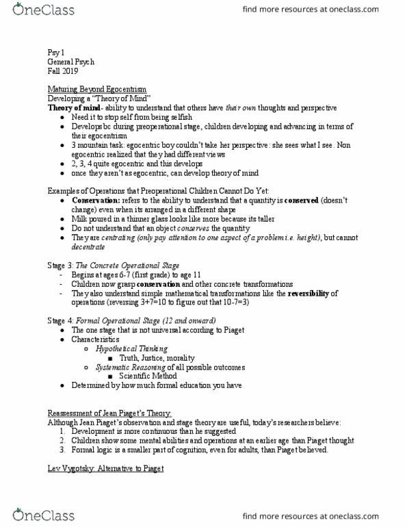 PSY 001 Chapter Notes - Chapter 6: Mary Ainsworth, Psych, Cognitive Development thumbnail