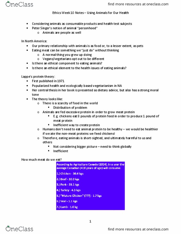 Health Sciences 2610F/G Lecture Notes - Lecture 9: Eating Animals, Coronavirus, Richard Posner thumbnail