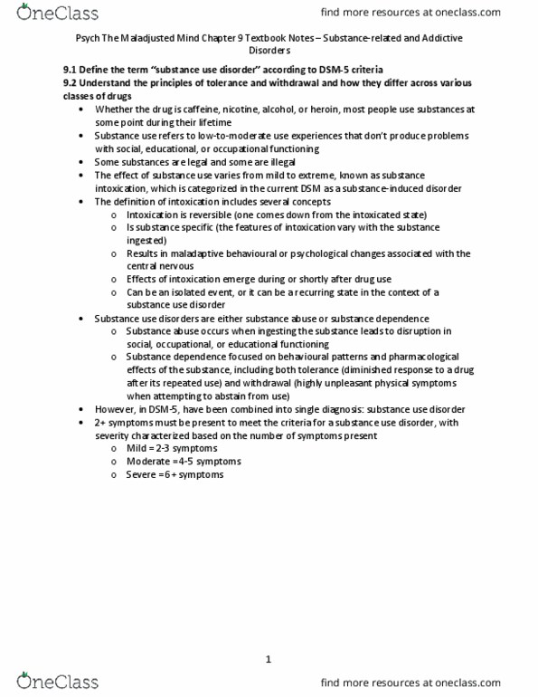 Psychology 2030A/B Chapter Notes - Chapter 9: Drug Withdrawal, Substance Dependence, Maladjusted thumbnail