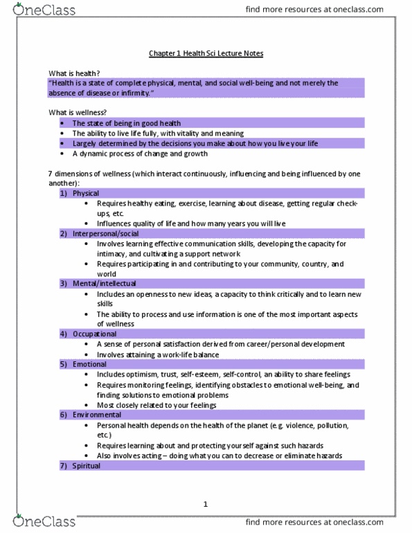 Health Sciences 1001A/B Lecture Notes - Lecture 1: Anomie Belle, Caffeine, Health Promotion thumbnail