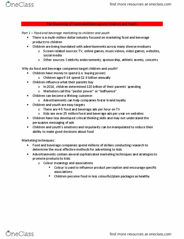 Health Sciences 1001A/B Lecture Notes - Lecture 7: Impulsivity, Childhood Obesity, 24Hours thumbnail