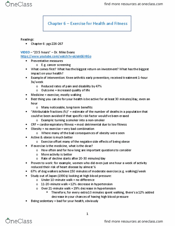 Health Sciences 1001A/B Chapter Notes - Chapter 6: Cardiorespiratory Fitness, Body Composition, Diabetes Mellitus Type 2 thumbnail