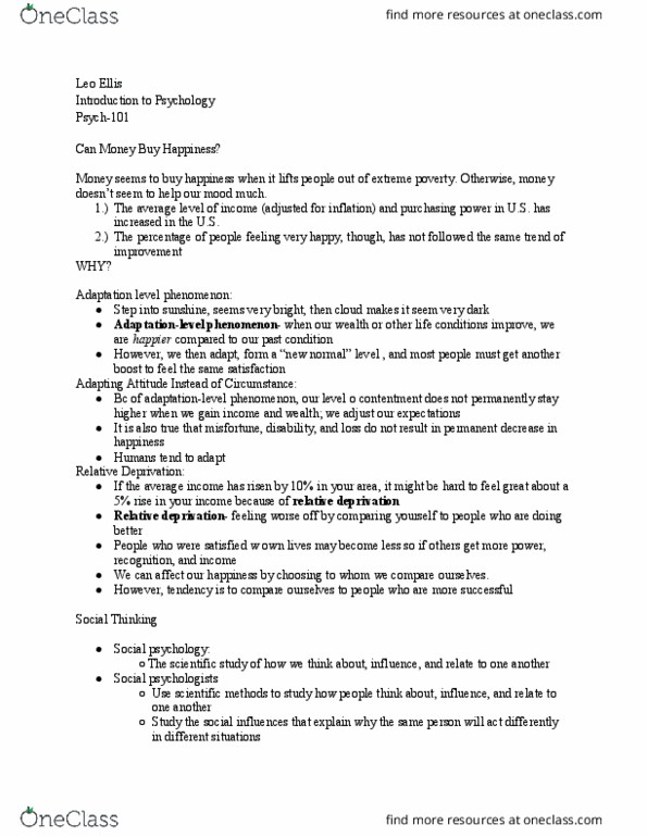 PSYCH-101 Lecture Notes - Lecture 30: Relative Deprivation, Fundamental Attribution Error, Dispositional Attribution thumbnail