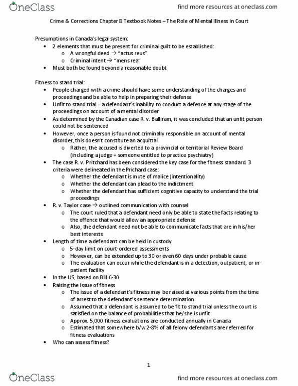 Psychology 2032A/B Chapter Notes - Chapter 8: Risk Assessment, Mens Rea, Psychological Testing thumbnail