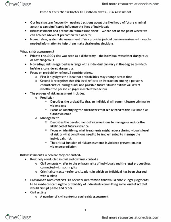 Psychology 2032A/B Chapter Notes - Chapter 10: Risk Assessment, Systematic Risk, Risk Management thumbnail
