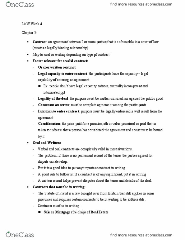 LAW 1000 Lecture Notes - Lecture 5: Posting Rule, Dementia, Estoppel thumbnail