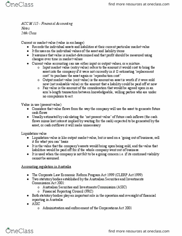 ACC M115 Lecture Notes - Lecture 26: International Financial Reporting Standards, Corporations Act 2001, International Accounting Standards Board thumbnail