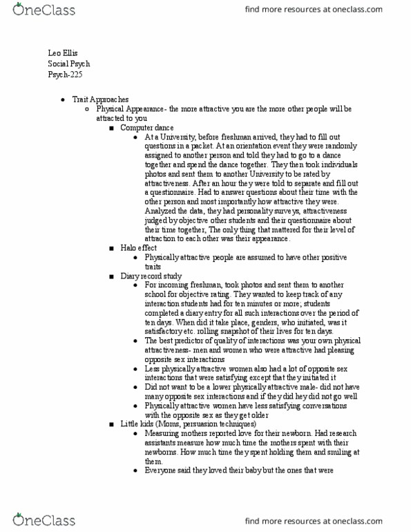 PSYCH-225 Lecture Notes - Lecture 22: Physical Attractiveness, Psych thumbnail