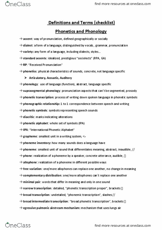 INTBUS 6 Lecture Notes - Lecture 3: Minimal Pair, Free Variation, Received Pronunciation thumbnail