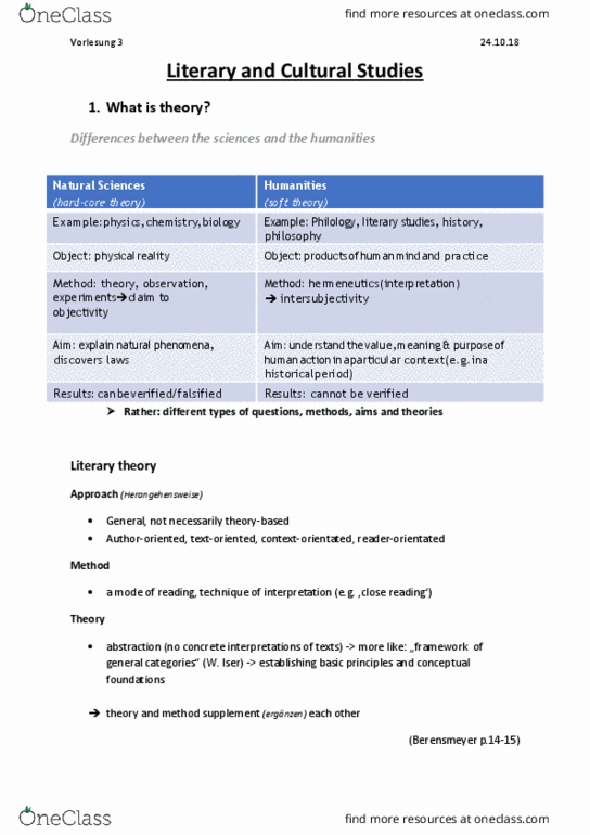 ENG ELC 220 Lecture Notes - Lecture 15: Philology, Intersubjectivity, Bildung thumbnail