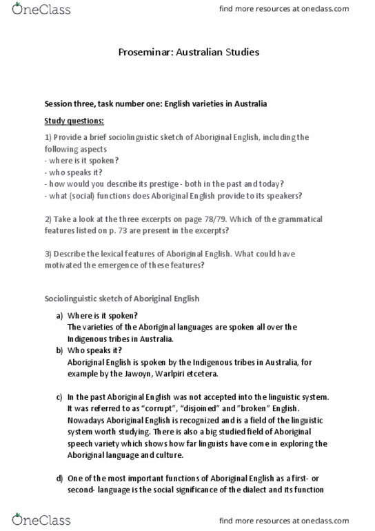 REGNRSG 105 Lecture Notes - Lecture 4: Pronoun, Australian English, Double Negative thumbnail