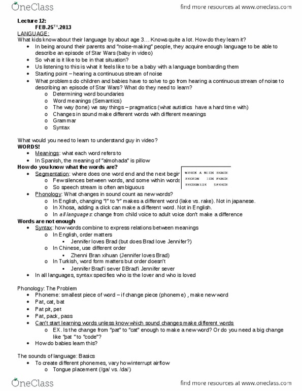 PSYCH211 Lecture Notes - Lecture 12: Voice-Onset Time, Spectrogram, My Pet Monster thumbnail