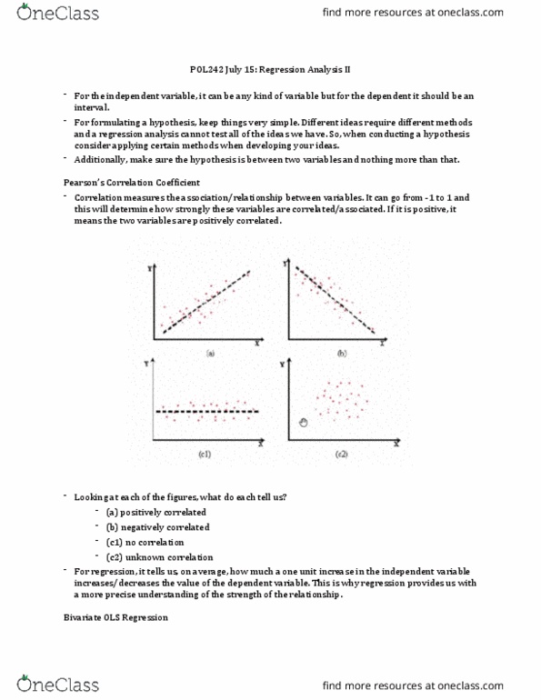 POL242Y5 Lecture Notes - Lecture 15: Uncorrelated Random Variables, Regression Analysis thumbnail